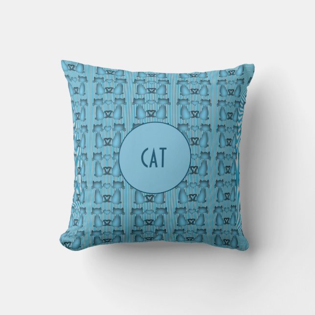 Coussin Blue Cats Motif à bande hypnotique avec emplacemen (Recto)