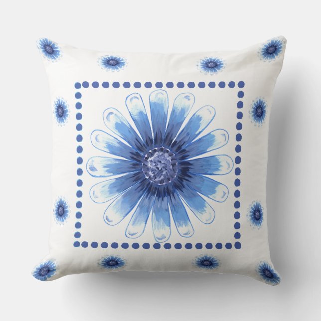 Coussin Blue Daisy (Recto)
