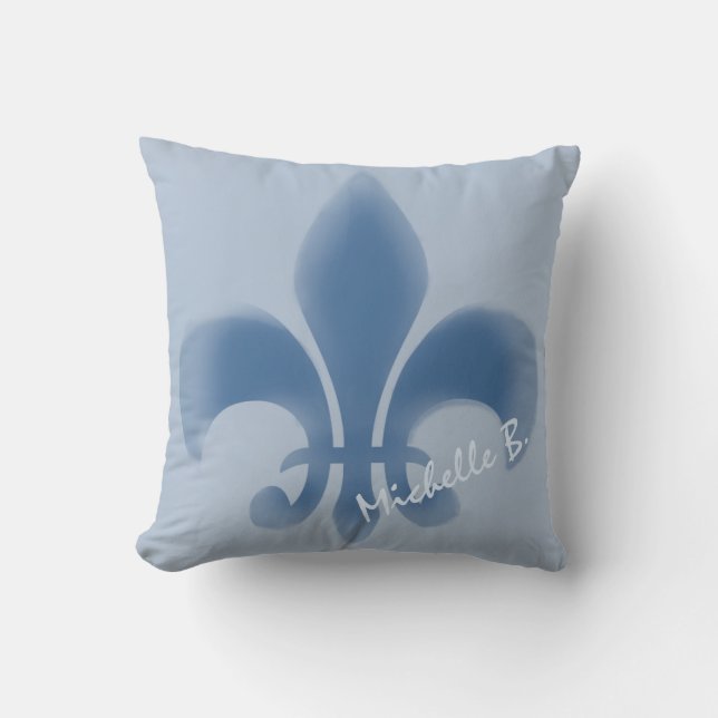 Coussin Blue Fleur de Lis fané personnalisé (Recto)