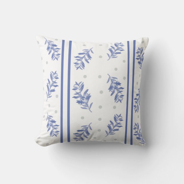 Coussin Blue & Gray Botanical Watercolor Pattern (Recto)