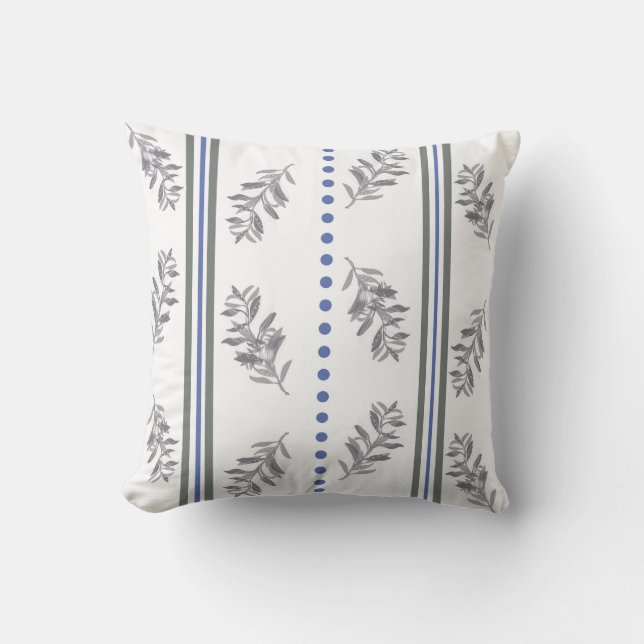 Coussin Blue & Gray Botanical Watercolor Pattern (Recto)