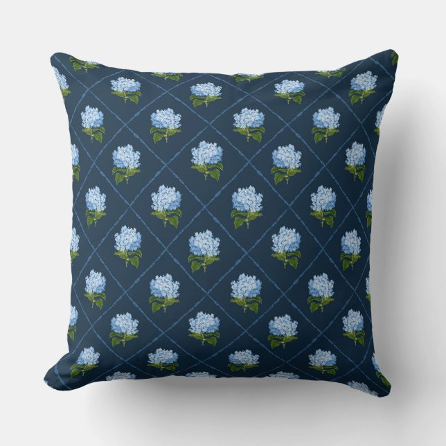 Coussin Blue Hydrangea Grandmillennial (Recto)