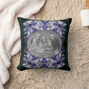 Coussin Blue Hydrangea Petals Frame Ajouter Votre Photo