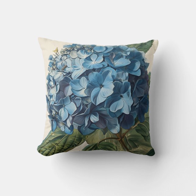 Coussin Blue Hydrangea Vintage (Recto)