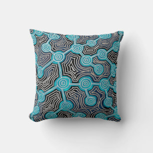 Coussin Blue Lifelines Moderne Abstrait Motif
