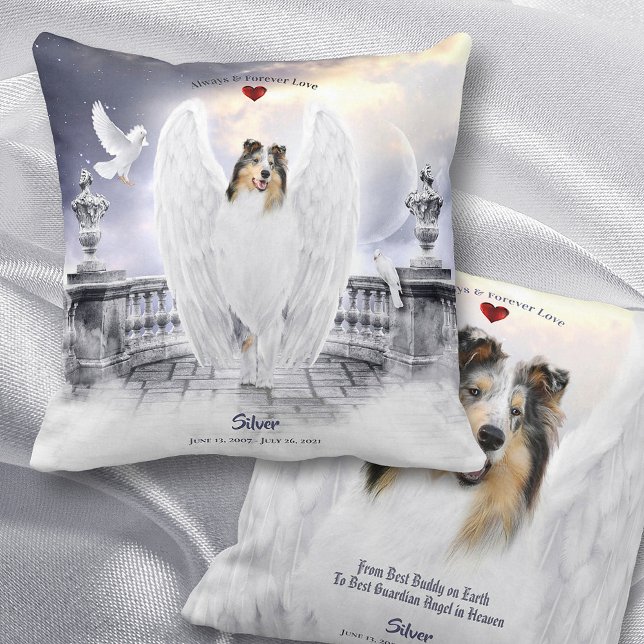 Coussin Blue Merle Collie Angel, Ciel de chien - Mémorial  (Créateur téléchargé)