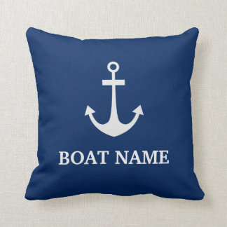 Coussin Blue Nautical Ancre Nom du bateau