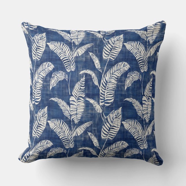 Coussin Blue Palm Feuilles Jeu d'oreiller (Recto)