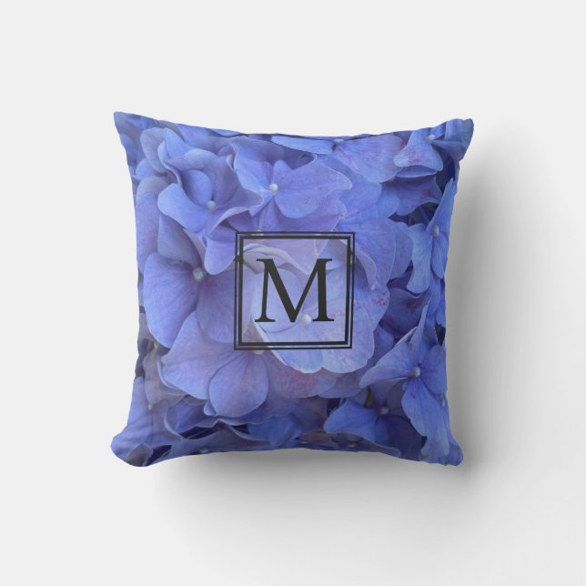 Coussin Blue periwinkel élégantes hydrangées florales (Recto)