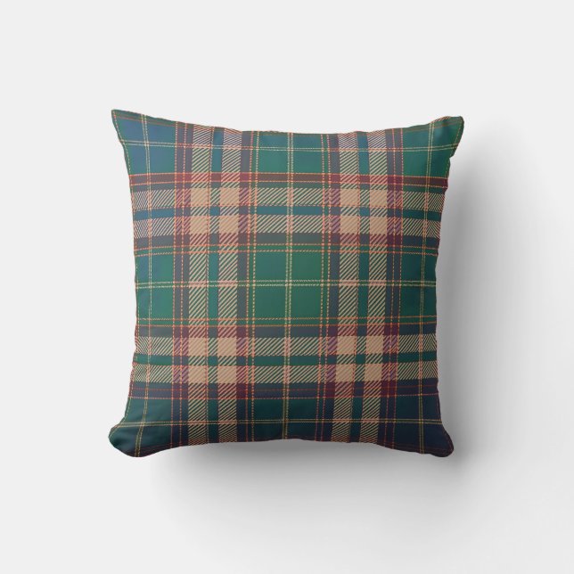 Coussin Blue Red Green Fêtes hiver Noël Plat (Recto)