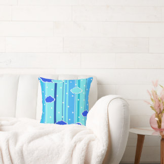 Coussin blue strips clouds dots