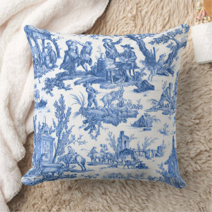 Coussin Blue Toile de Jouy Jouy Jouer l'oreiller