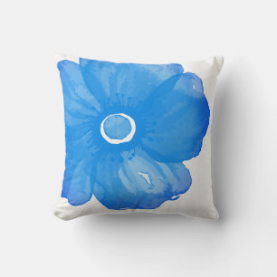 Coussin Blue Watercolor Flower Pillow