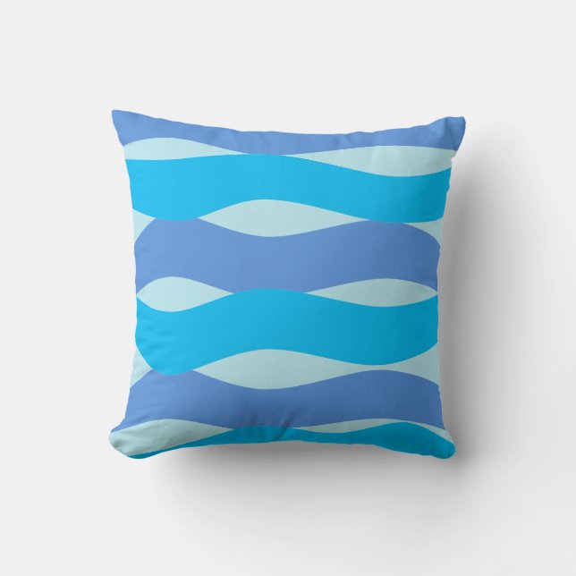 Coussin Blue Waves Pattern Throw Pillow (Recto)