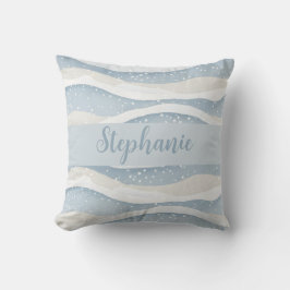 Coussin Blue Winter Snowfall Wave Personalized Pattern