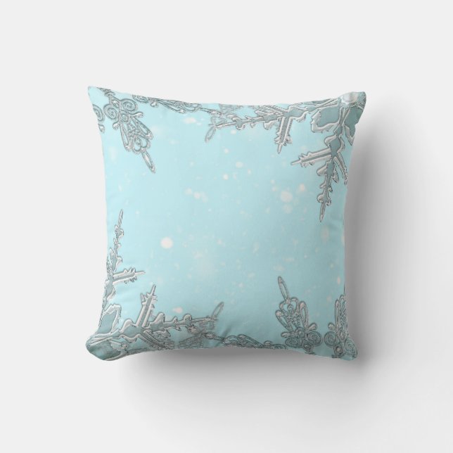 Coussin Blue Winter Wonderland Élégants Snowflakes Jolie (Recto)