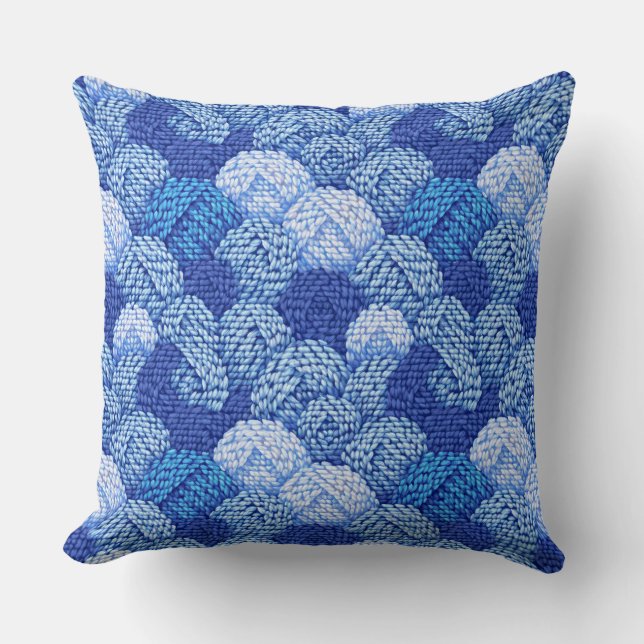 Coussin blue yarn ball pattern (Recto)