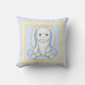 Coussin Bluebell Bunny Pois et frontière jaune