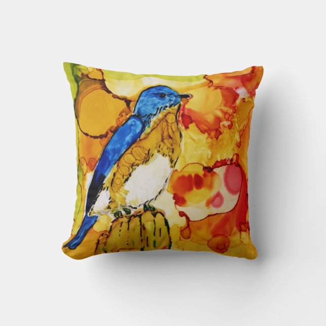 Coussin Bluebird à l'automne (Recto)