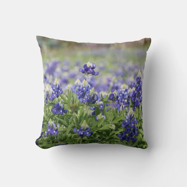 Coussin Bluebonnets de Texas (amour du Texas !) (Recto)