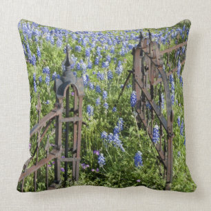 Coussin Bluebonnets et phlox porte du cimetière environnan