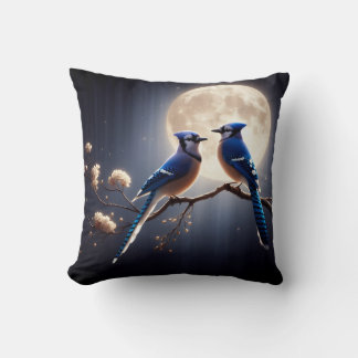 Coussin Bluejay Whisper – Tranquil Forest Songbird Art