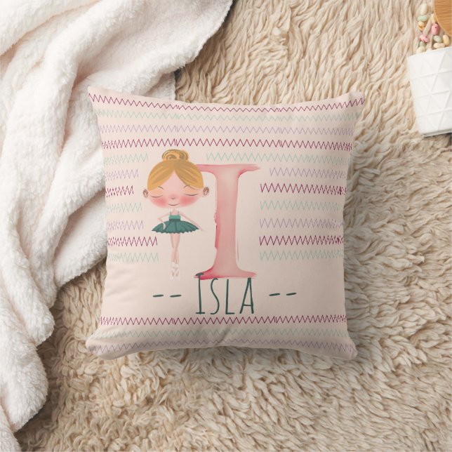 Coussin Blush Pink Ballerina Monogram I – Personalized Art (Couverture)