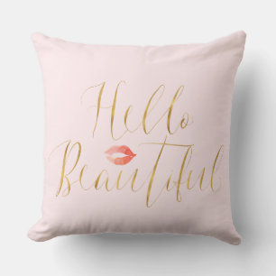 Coussin Blush Pink Gold Hello Belles lèvres