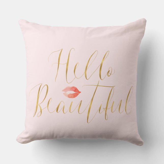 Coussin Blush Pink Gold Hello Belles lèvres (Recto)
