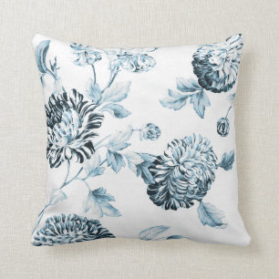 Coussin Blush Turquoise Blue Botanal Floral Toile No. 2