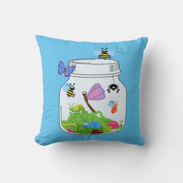 Coussin Bogue Jar Avec Insectes Bugs Papillon Dragonfly Be (Recto)