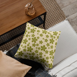 Coussin Bohème Vert Floral Tropical Été Whimsical