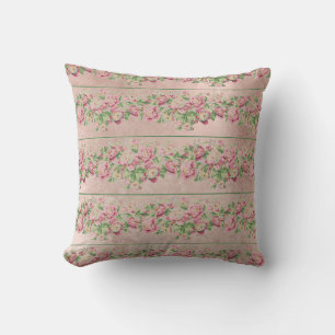 Coussin Bohème Vintage anglais Rose Mint Fleurs roses