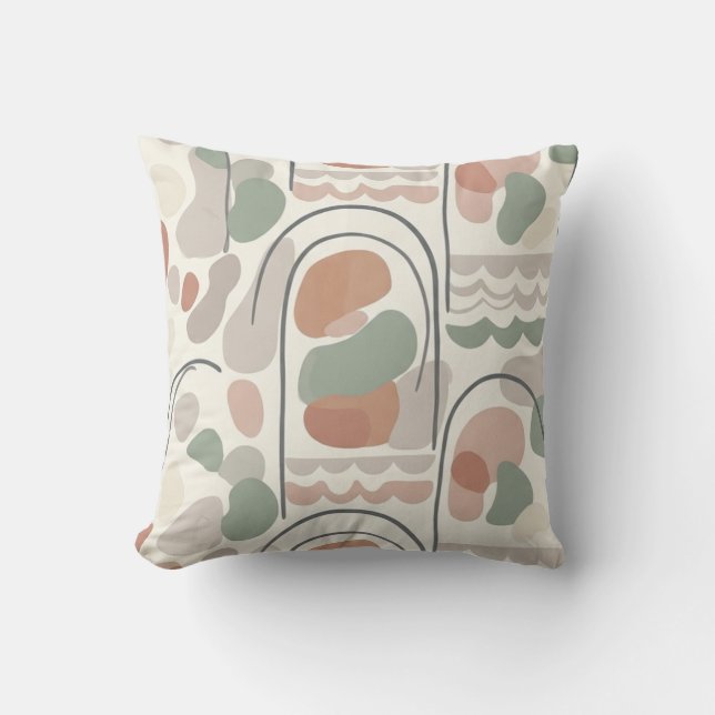 Coussin Boho Abstract Organic Shape Pillow - Earthy Terrac (Recto)