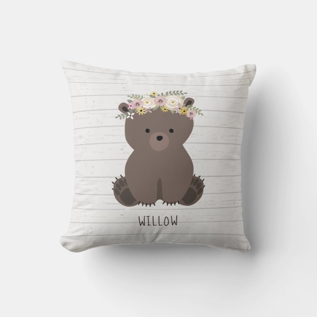 Coussin Boho Bear Grey Wood (Recto)