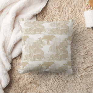 Coussin Boho Beige Animaux Chinoiserie Baby Boy Nursery
