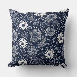 Coussin Boho bleu et blanc Boho Whimsical floral Block pri