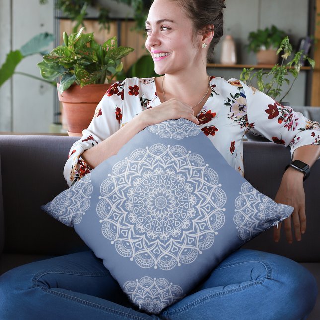 Coussin Boho bleu Mandala (Créateur téléchargé)