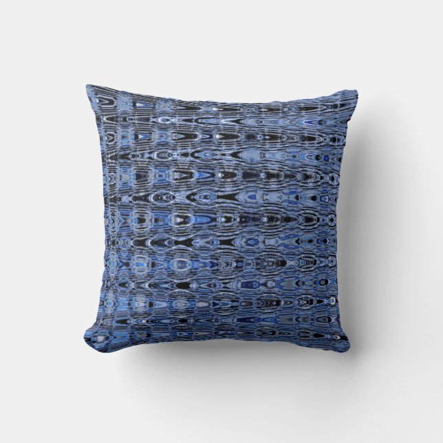 Coussin Boho Bleu Noir Gris Millefiori Zig Zag Mosaïque (Recto)
