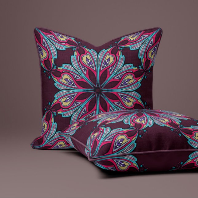 Coussin Boho Bloom en Bourgogne (Créateur téléchargé)