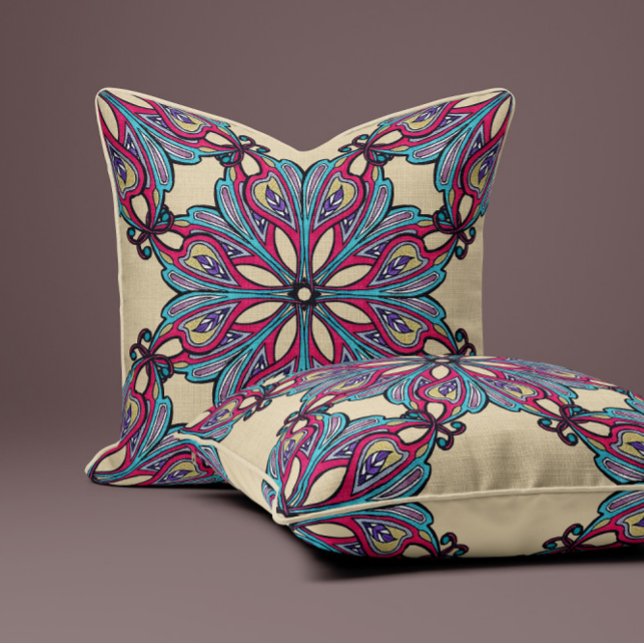 Coussin Boho Bloom in Soft Cream (Créateur téléchargé)