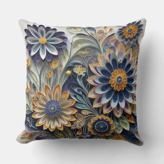Coussin Boho Botanical Zentangle Floral 