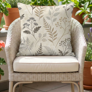 Coussin Boho Botanique Bois Beige Neutre