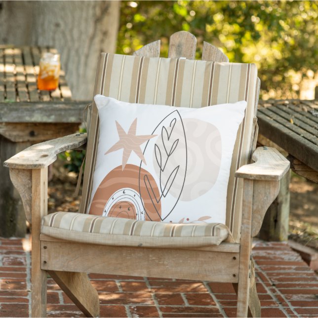 Coussin Boho chic lune étoiles arc-en-ciel fleurs (Chaise)