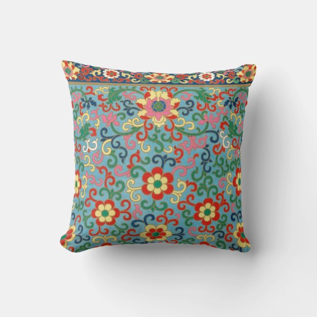 Coussin Boho Chic Retro Floral Oriental (Recto)
