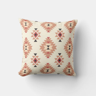 Coussin Boho Cream et Dusty Rose Southwest Aztec Design
