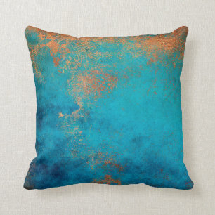 Coussin Boho Cuivre bleu rustique