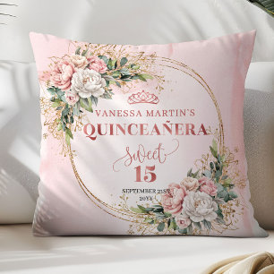 Coussin Boho Dusty Rose Floral Greenery Douzième Anniversa