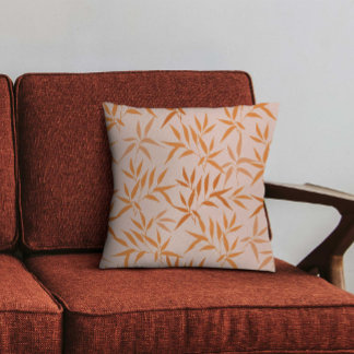 Coussin Boho feuilles en orange et jaune