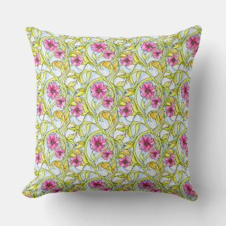 Coussin Boho Floral Motif Chic Bohème Aquarelle